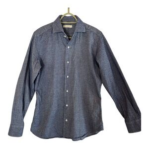 Luca Faloni Men’s Italian Button Down Shirt Heather Blue Made In Italy Size M